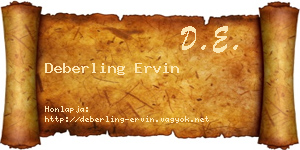 Deberling Ervin névjegykártya